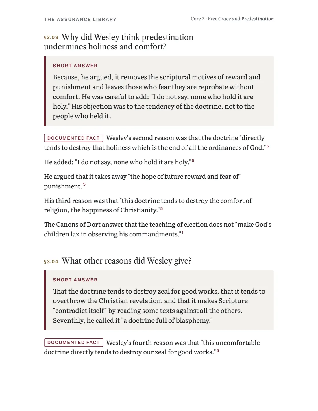 Page from Core 2 on Wesley’s case in Free Grace
